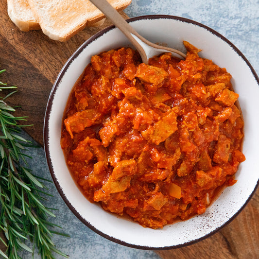 Pikantes Veggie-Geschnetzeltes in Schaschliksauce