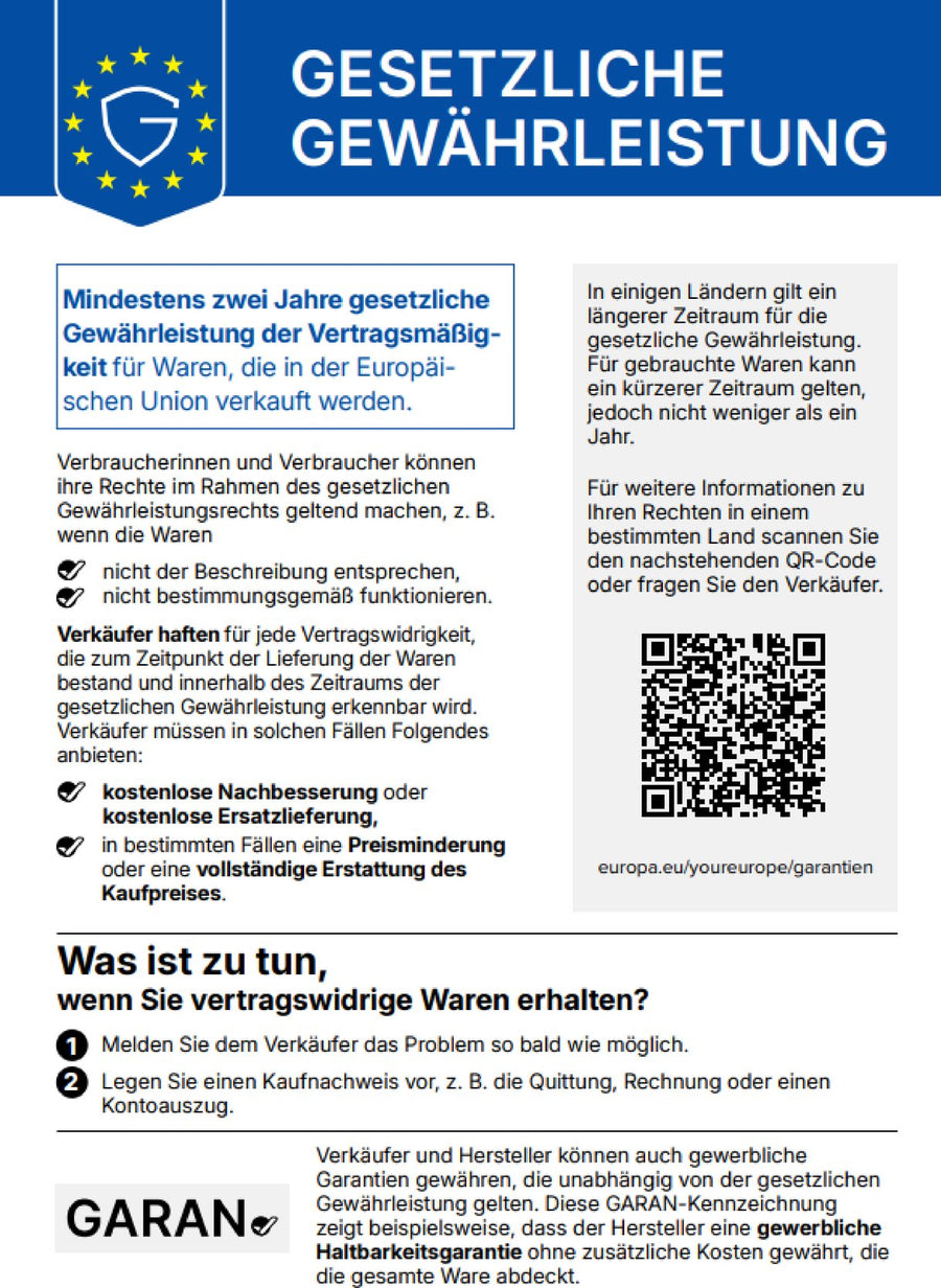 Gesetzliche Gewährleistung – EU-weite Verbraucherrechte