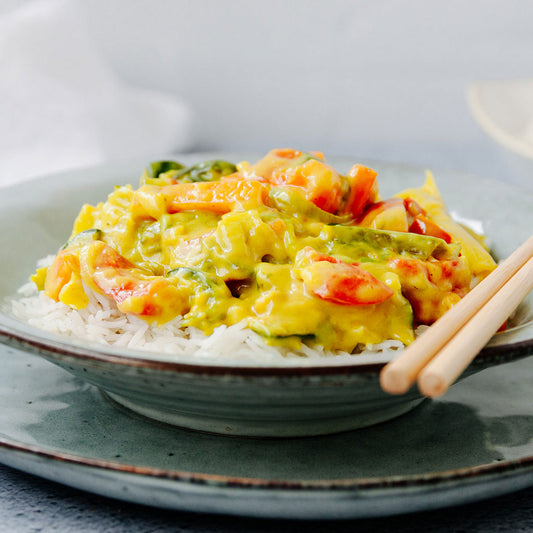 Indischer-Curry-Wok mit Reis